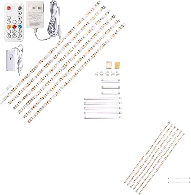 WOBANE Under Cabinet Lighting Kit, Total 12PCS LED Cabinet Strip Light, 4000K Natural White, Ra 80, Super Bright