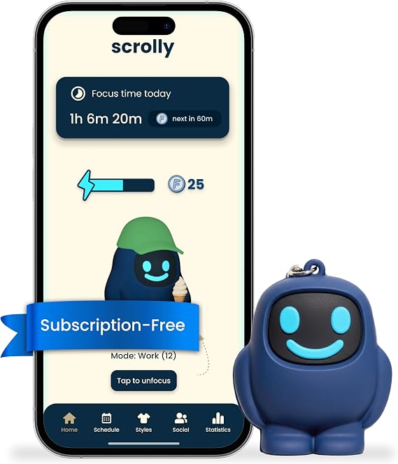Scrolly Physical App Blocker - Subscription-Free Phone Lock, Reduces Screen Time, Improves Focus & Productivity, Digital Wellbeing Tool
