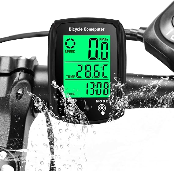 Bike Computer Universal 19 Functions IP54 Waterproof Bicycle Speedometer Odometer Wired Cycling Computer Touch Screen with LCD Backlight Display Auto Start/Stop MTB Road Cycling Accessories