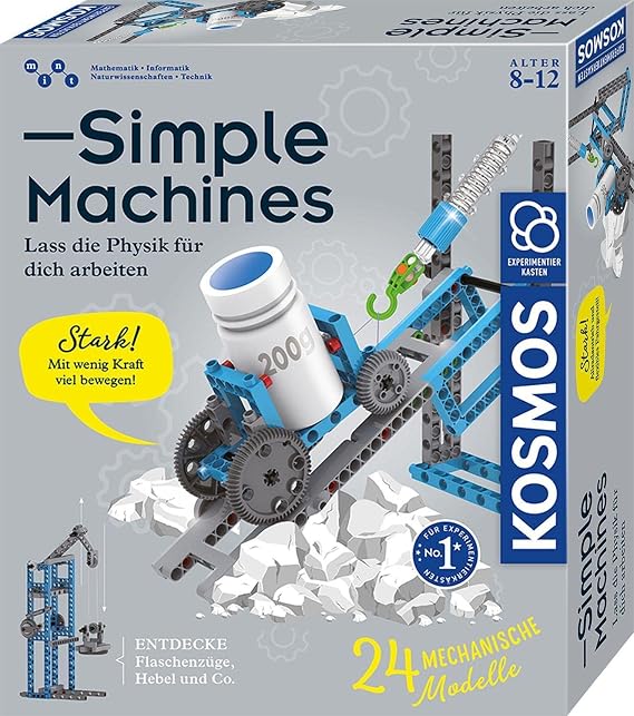 Kosmos Simple Machines - Physics Experiment Box for Children Aged 8-12, Inspires Learning with 24 Models, Includes Spring Scales, Ideal for Boys and Girls