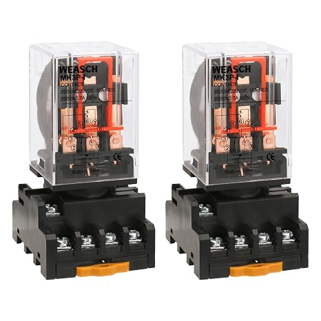 2Pcs Power Relay MK3P-I, AC 110V Coil, DPDT, 11 Pin, with Plug-in Terminal Socket Base PF113A (2)
