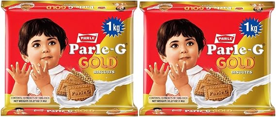 Parle-G Biscuits Gold 1Kg (Pack of 2) | Crunchier & Richer Classic Biscuits | High-Energy Tea-Time Snack | Nutritious & Energizing