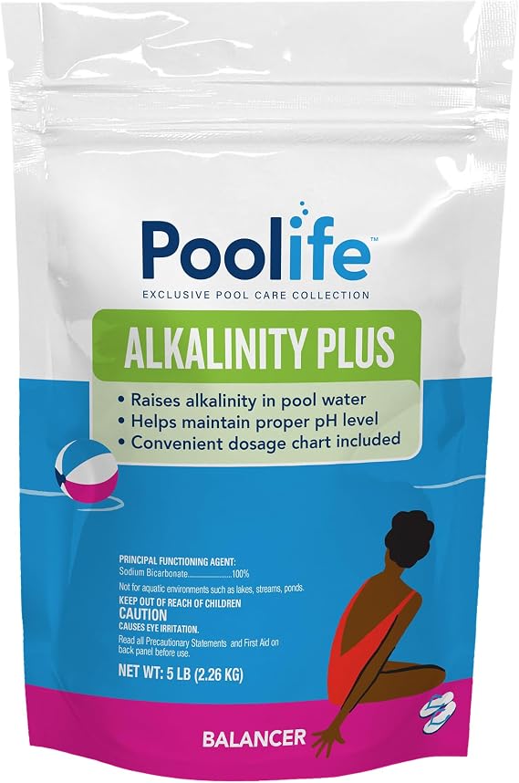 Poolife Alkalinity Plus 5 lb Pool Water Alkalinity Increaser - Sodium Bicarbonate Pool Chemical for pH Balance & Water Stability - Prevents Cloudy Water & Works with All Swimming Pools