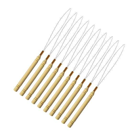 10 Pcs Micro Rings Hair Extension Loop Needle Threader Wire Pulling Hook Beading Tool Hair Extensions Bead Device Tool for Hair or Feather Extensions