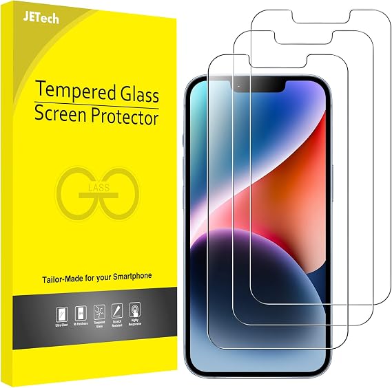 JETech Screen Protector for iPhone 17e/16e/14, 3-Pack | HD Clear, Face ID Compatible, Anti-Scratch Glass