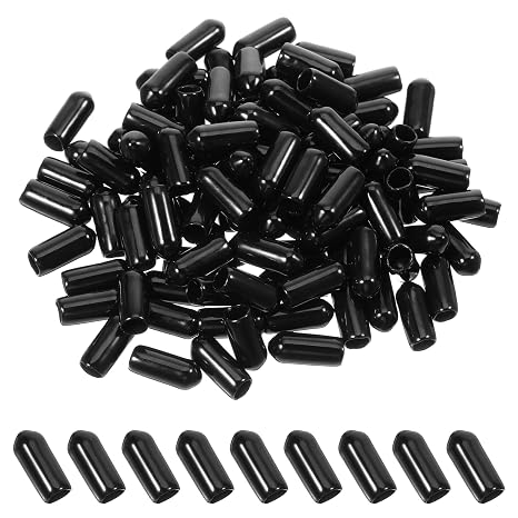 100 PCS Screw Covers Caps, Rubber End Caps Rubber Tips Black Bolt 3/16 Inch/5mm Inner Dia Round Tube Bolt Covers Cap Vinyl End Cap Screw Thread Protectors for Bolts Screws Metal Tube Rod