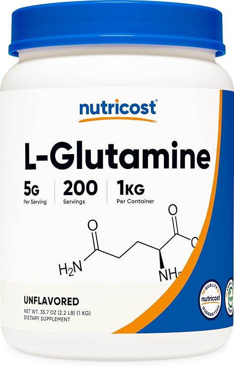 Nutricost L-Glutamine Powder Flavor Free, 2.2 lbs 1 kg, Non-GMO, Gluten Free