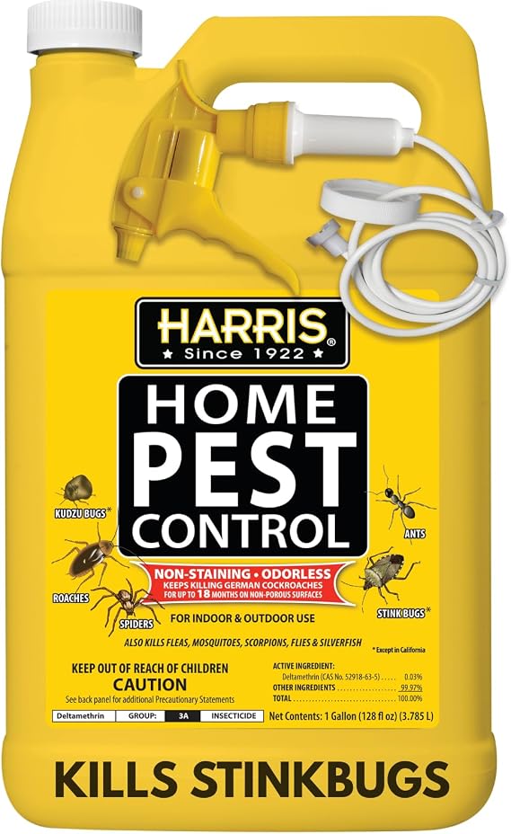 Harris Home Insect Killer, Liquid Gallon Spray with Odorless and Non Staining Residual Formula - Kills Stinkbugs, Ants, Roaches, Spiders, Fleas, Mosquitos, Moths, Scorpions, Flies and Silverfish