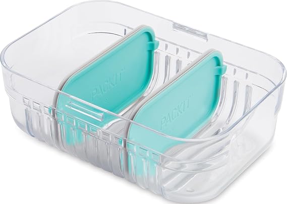 PackIt Mod Lunch Bento Food Storage Container with Dividers, Mint Green