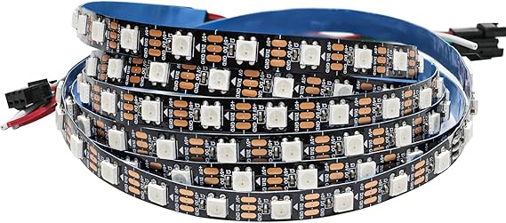 WS2812B LED Strip, 2 m 5V RGB LED Pixel Strip 5050 120 LEDs IP30 Black PCB Flexible Full Color Addressable Individually Smart for Advertising Decoration DIY Projects [Energy Class F]