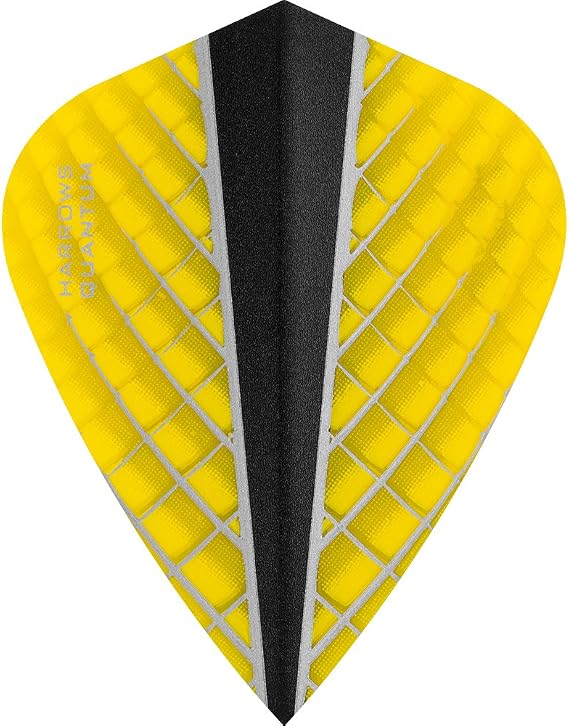 Harrows Quantum X Dart Flights - 100 Micron - Kite - 3D Effect - 1 Set (3) (Yellow)