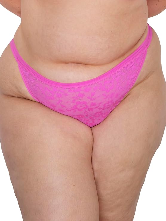 Curvy Couture Women's Sheer Mesh High Cut Brief Panty