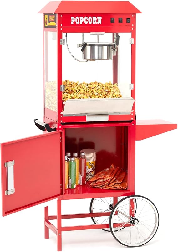 Takywep Commercial Popcorn Machine, Popcorn Maker with Cart and 10 Oz Kettle Makes Up to 64 Cups, 3-Switch Control, Theater Style Popcorn Poppers