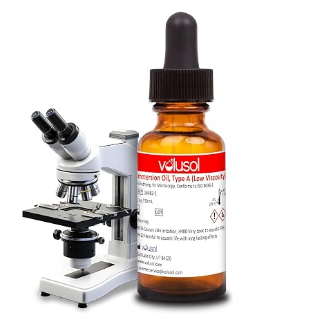 Volu-Sol Microscope Immersion Oil - Type A (Low Viscosity), Safe for All Lenses, Precision PP Polycone 150 centisokes - Enhance Microscopy Clarity for Microscope Slide | Clear Vision 30 ml / 1oz