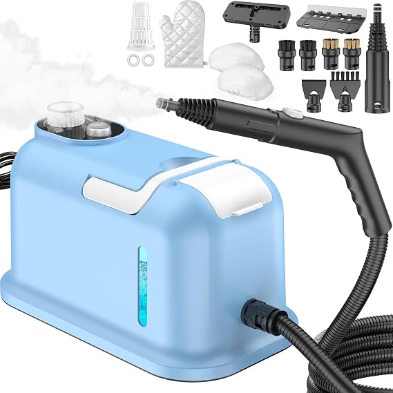60.87oz Heavy Duty Steam Cleaner, 10s Rapid Heating Handheld Steamer for Whole Home, Car, Grout & Tile Chemical-Free Pressurized Steam for Floors, Kitchen, Upholstery with 15 Accessories