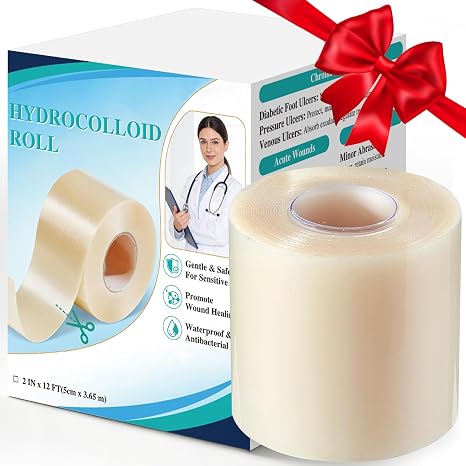 Hydrocolloid Plaster Roll EASICUTI 5 cm x 3.65 m Hydrocolloid Plaster Dressings Highly Absorbent Waterproof Hydrocolloid Roll Bandages Breathable Skin-Friendly Self-Cutting