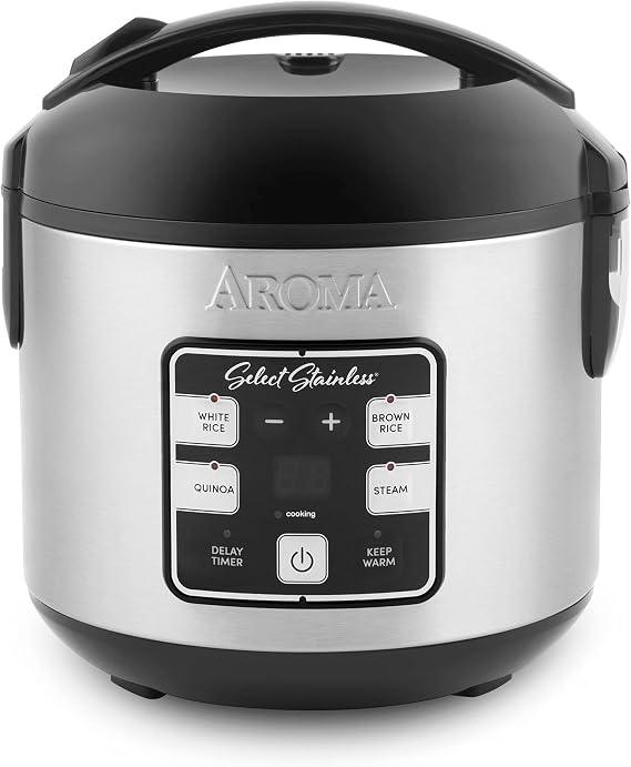 Aroma Housewares Select Stainless Digital Rice & Grain Multicooker, Rice Cooker 4 Cup uncooked, (ARC-914SBDS)