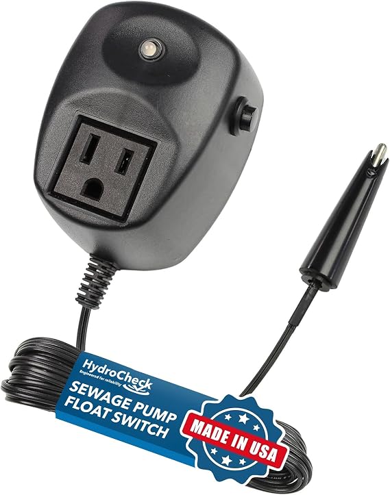 HC5000T Electronic Sewage Pump Switch, 12ft Cord - No Pit Entry, Smart Alarm System Water Sensor for Sump Pump - Compatible with All Pumps & Pit Sizes - Prevents Flooding in Basements, Lift Stations