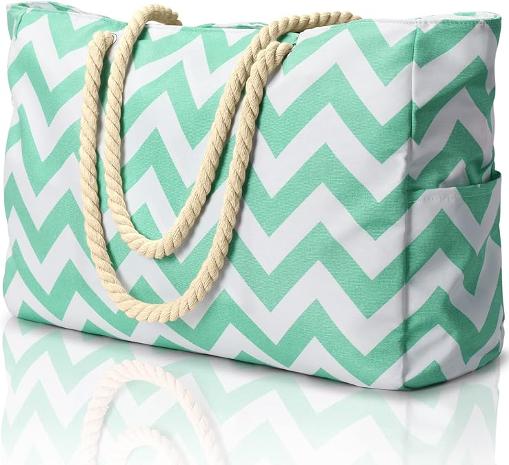 Becokan Beach Bags for Women Large Waterproof Beach Tote Bag Zipper Beach Bags Waterproof Sandproof Swim Pool Bag Large Tote