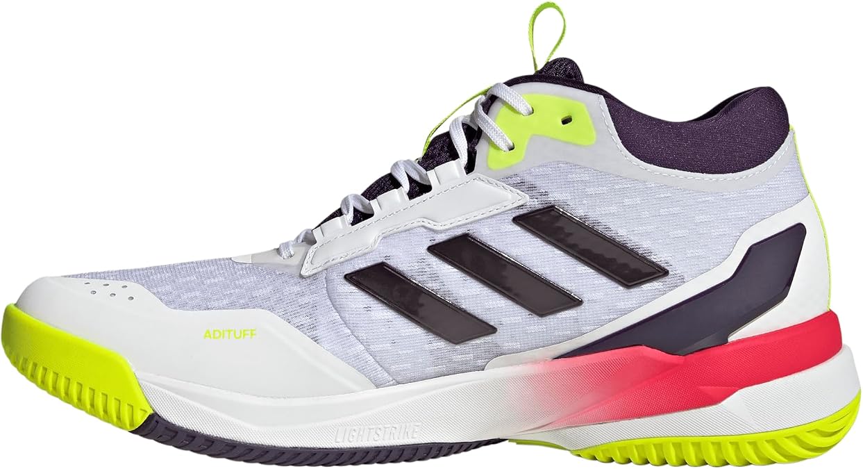 adidas Men's Crazyflight 6 Mid Top Indoor Sneaker, White/Aurora Met./Semi Lucid Red, 11.5 UK