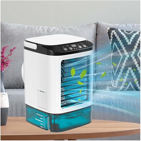 With Ice Box Mini Air Conditioner, Car AC Silent Atomization Desk Fan Quiet Portable Car Air Conditioner