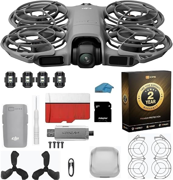 DJI Neo 2 Bundle | 4K Camera Drone, Palm Takeoff & Gesture Control, 128GB MicroSD, USB 3.0 Reader & Strobe Lights