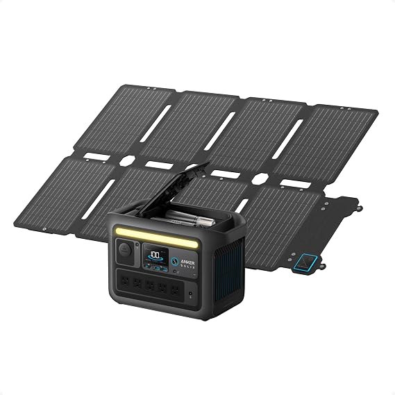 Anker SOLIX C800X Portable Power Station and 100W Solar Panel, 768Wh | 1,200W (Peak 1,600W) Solar Generator with Built-In LED Light, 768Wh LiFePO4 Battery, for RVs, Road Trips, and Emergency Use