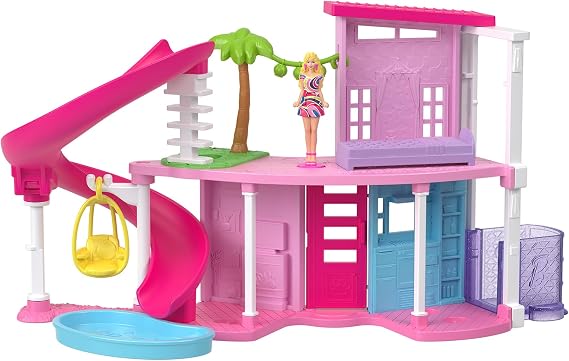 Barbie Mini Barbie Land Dream House with Micro Doll, Dress-up Doll and House, Pretend Play Dollhouse, For Ages 6 and Up, Pink HYF45