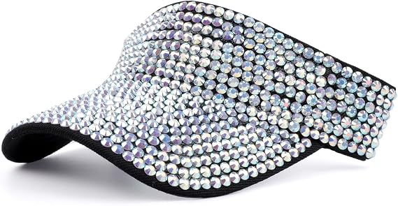 Shiny Rhinestone Sport Sun Visor Hat Adjustable Summer Cap for Women Men Golf Tennis Cycling Running Jogging