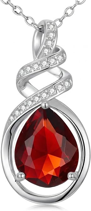 Teardrop Necklace 925 Sterling Silver Birthstone Necklace for Women Pendant Gemstone Infinity Love Anniversary Birthday Jewelry Christmas Gifts for Mom Her Wife