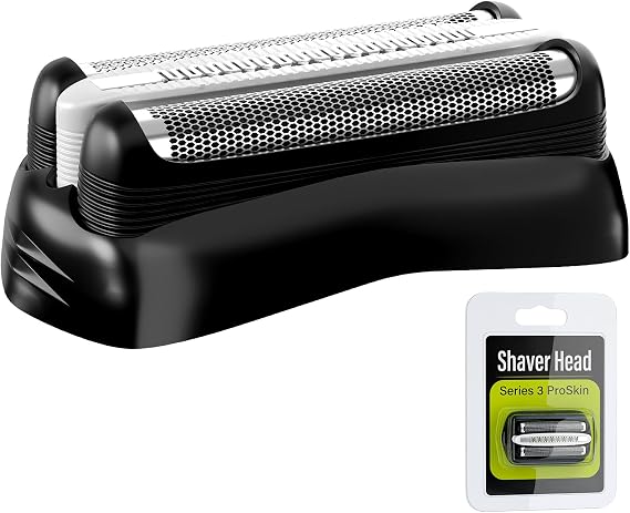 Shaver Replacement Head, Compatible with Braun Series 3 S3 Electric Shaver 32B Foil & Cutter Easily Attach Metal Bracket for 3040s, 3000s, 3010s, 3050cc, 3070cc, 3080s, 3090cc (Black)