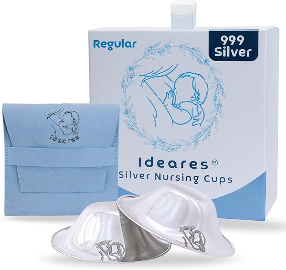 Original Silver Nursing Cups for Breastfeeding – Certified 999 Pure Silver Nipple Shields – Nickel & Copper-Free – Hypoallergenic Relief for Sore Nipples – Regular Size