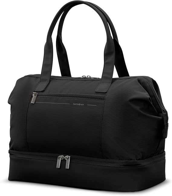Samsonite Better Than Basics Weekender Duffle Drop Bottom Travel Bag with 14 Laptop Compartment, SmartSleeveTM Trolley Strap, Adjustable Shoulder Strap, Durable RPET Lining, Black