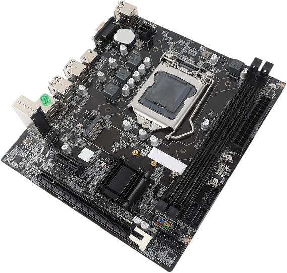 Desktop Motherboard, H61 6Xusb2.0 Ddr3 M.2 Nvme Ngff 100Mbps LAN Micro ATX Motherboard for Lga1155 Socket I3 I5 I7, All Solidstate Capacitor Design, HD Vga Ouput