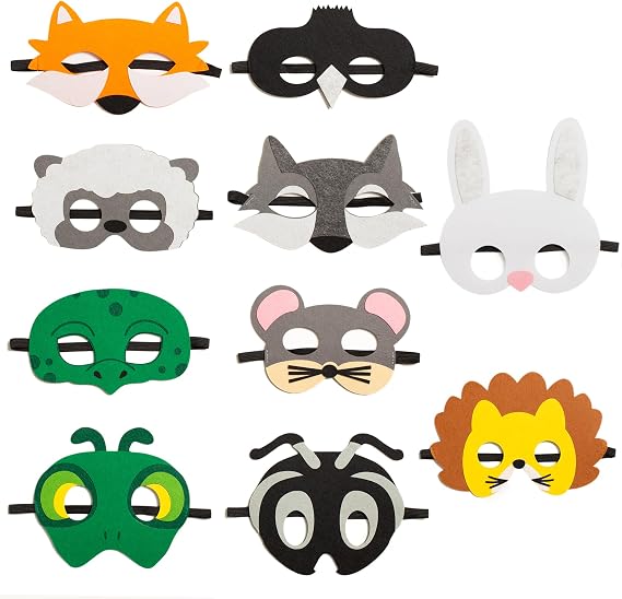 Aesops Fables Felt Masks Kit 10 Pcs Educational Role Play Masks for Kids | Storytelling, Learning & Costume Fun for Toddlers, Preschool & Classroom Activities
