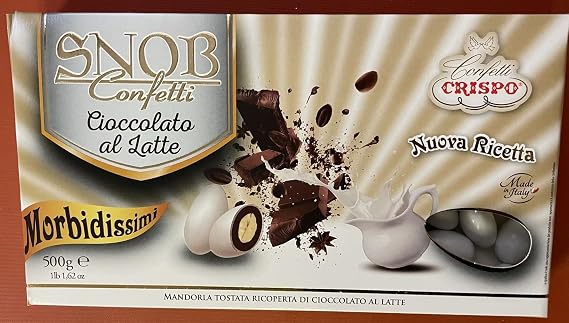 Ultra Fine Crispo Snob Confetti Toasted Almonds covered with Chocolate and Sugar Layers - White - 500 Grams (1.1LB)