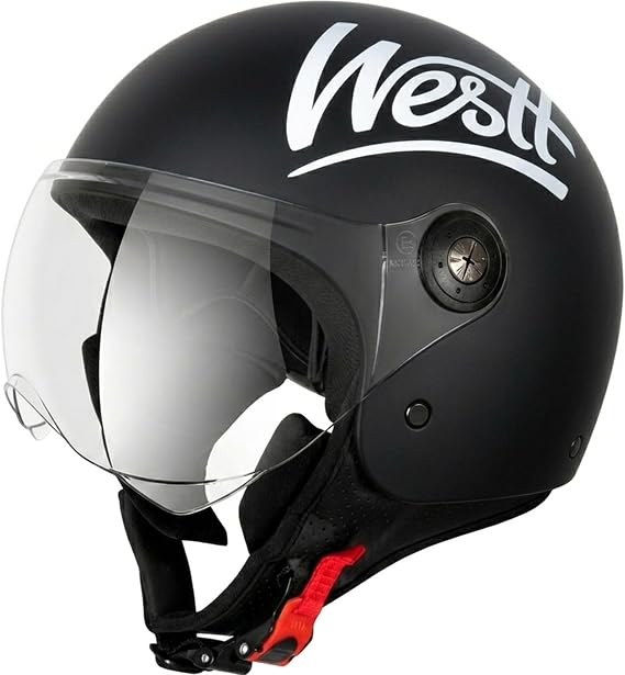 Westt 3/4 Open Face Motorcycle Helmet With Clean Visor - DOT Approved Vintage Moped Scooter Helmet for Men and Women