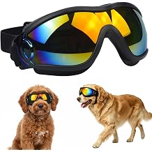CoguZed Dog Goggles for Medium Large Dogs UV Wind Dust Protection Pet Sunglasses with Adjustable Strap Outdoor Eyewear Black
