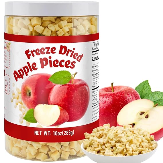 10oz Freeze Dried Diced Apples Pieces- Crispy Apple Slices, No Sugar Added Dried Apple Chips, Delicious Fruit Snacks