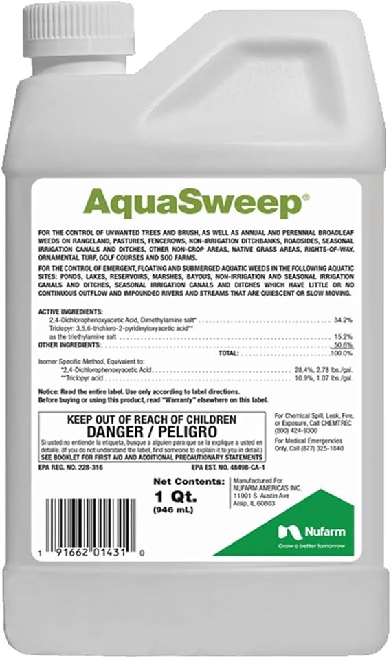 Nufarm Aquasweep Aquatic Herbicide | Broad-Spectrum, Post-Emergent Weed Control