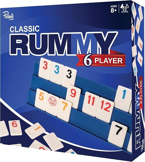Point Games Rummy Cube 6 Player Edition Set - Classic Family Game, Ages 8+ with More Tiles, Six Racks - Ideal Tile-Based Games for Kids, Adults & Family Game Night