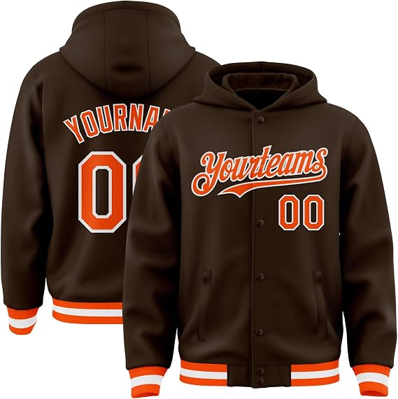 Fanscustom Custom Hooded Baseball Jackets Personalized Bomber Varsity Jerseys Sports Coats Team Practice Uniforms