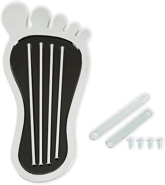 Mr. Gasket 9645 Foot Print Gas Pedal Pad - Aluminum - Chrome & Painted Black Trim