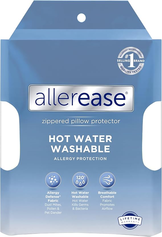 AllerEase Hot Water Wash Pillow Protectors Standard/Queen 2 Pack