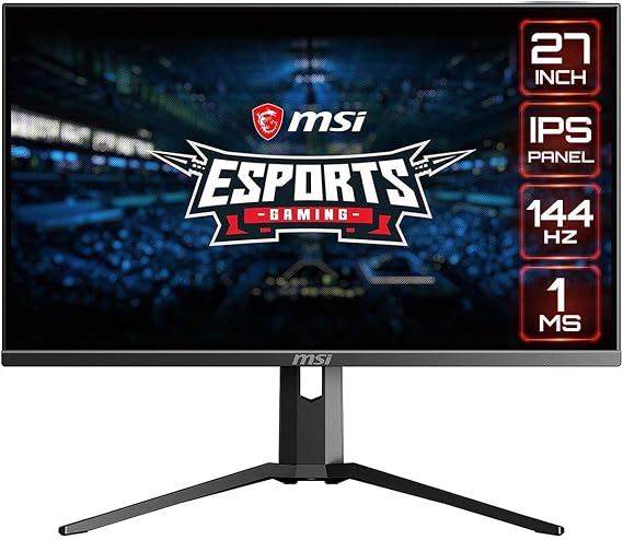 msi Full HD Gaming RGB Non-Glare Super Narrow Bezel 1ms 1920 x 1080 144Hz Refresh Rate Adjustable Height Arm FreeSync 27 IPS Gaming Monitor (Optix MAG273R), Black (OPTIXMAG273R)