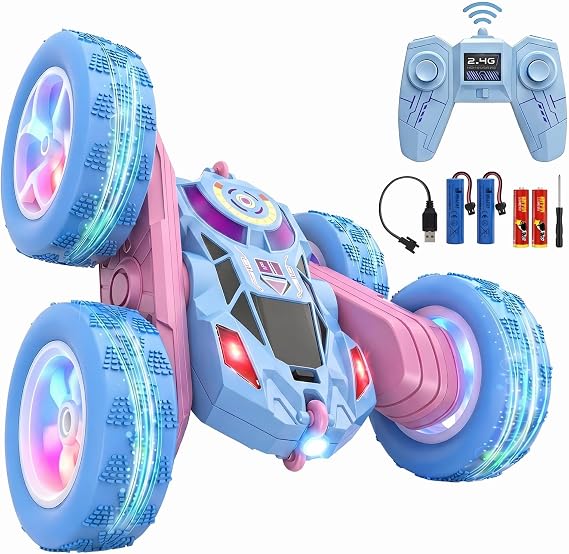 2.4GHz RC Stunt Car with LED Wheels 4WD Double Sided