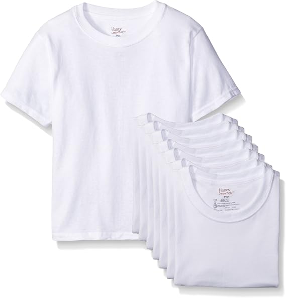 Hanes Boys' 8-Pack Classics Crew Undershirt