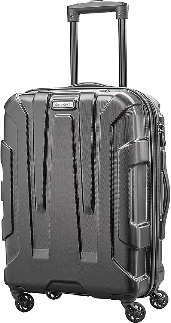 Samsonite Centric Hardside Expandable Luggage with Spinner Wheels, Black, Checked-Medium 24-Inch