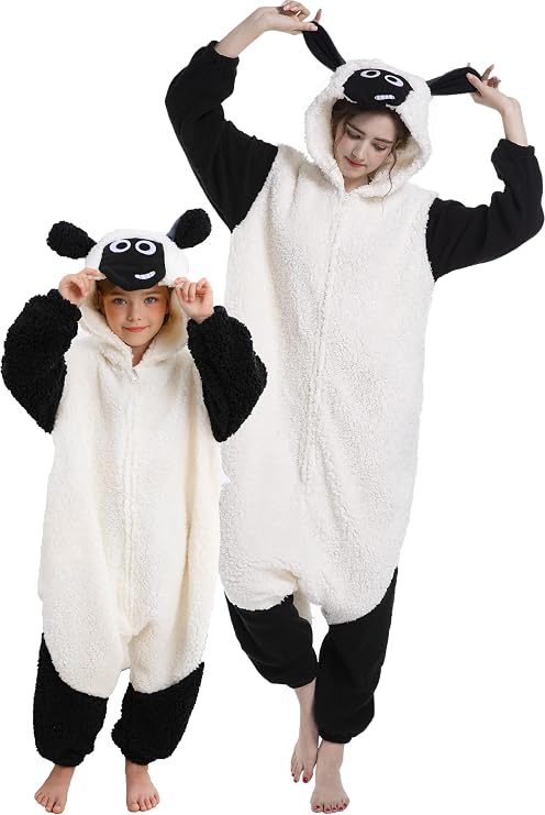 DarkCom Kid-Adult Animal Onesie Blacknose Sheep Halloween Christmas Pajamas