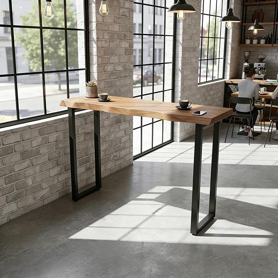 Wooden Narrow Bar Table, Counter Height for Cafe & Kitchen Dining | 47''L16''W41''H, rectangular, solid wood tabletop, fits small spaces & window sides, easy assembly, smooth finish, high top